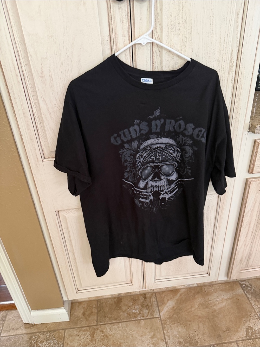 Black Graphic Tee - Band Skull Design